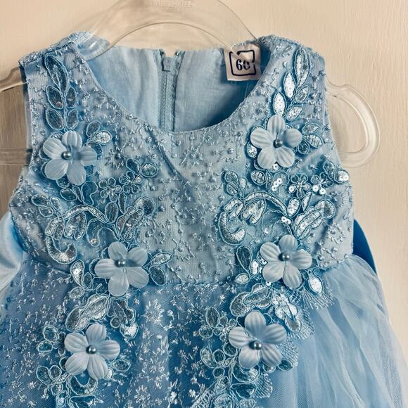 Blue Baby Ball Gown Flower Lace Tulle Dress 6–9M NWT - Picture 4 of 10